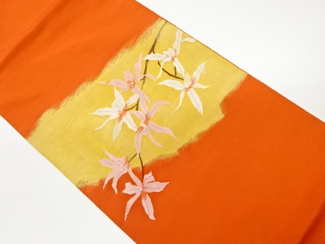 JAPANESE KIMONO / VINTAGE FUKURO OBI / WOVEN FLOWER